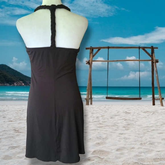 A. Byer Turquoise Embellished Braided Black Mini Dress Size Small - Picture 2 of 9